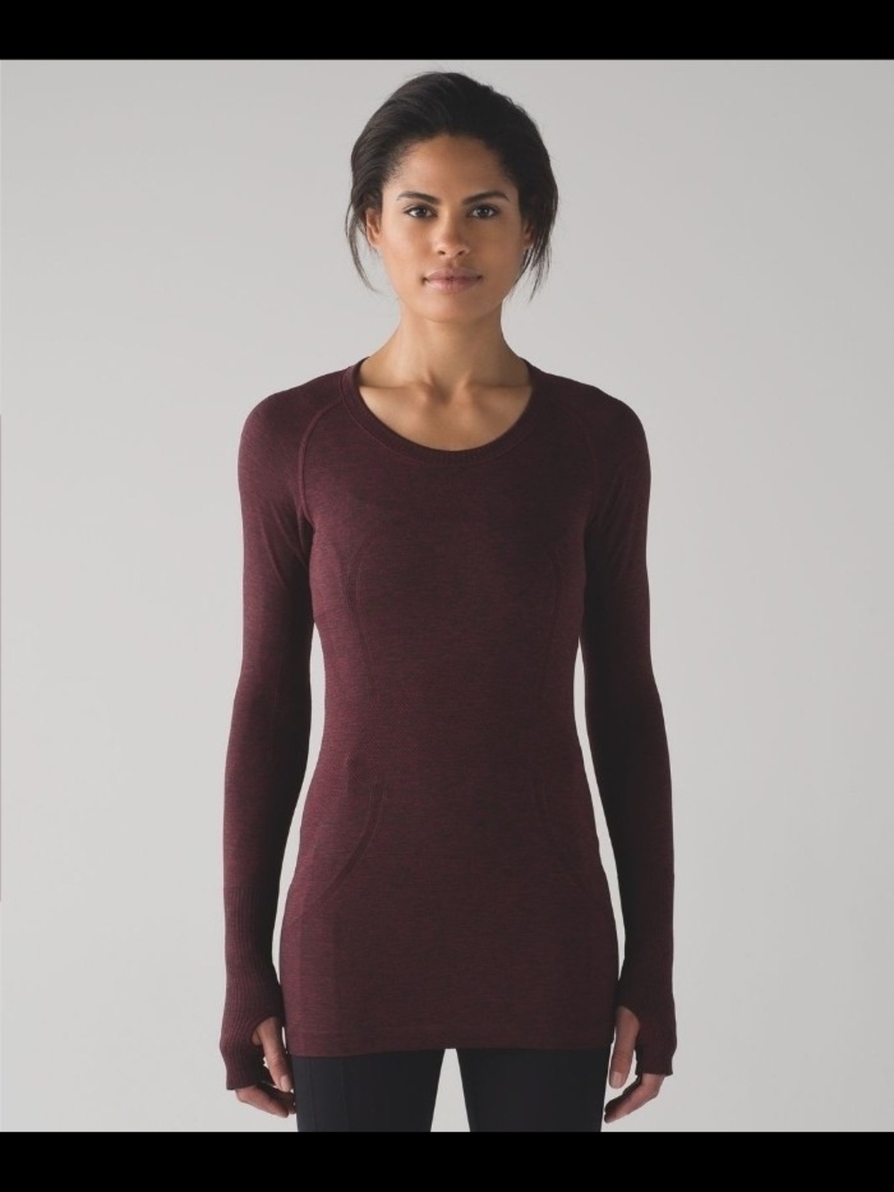 Lululemon Swiftly Tech Long Sleeve Crew - Deep Rouge & Black
